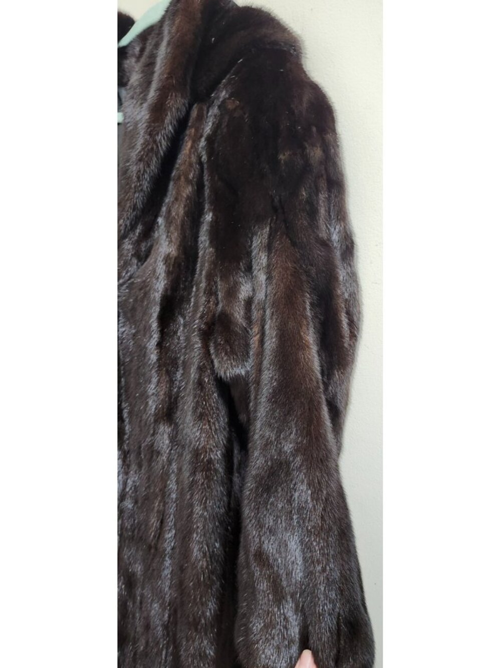 Genuine Mink Fur Full Length Hooded Maxi Coat Dark Brown Detachable Hood Size XL - Picture 6 of 16